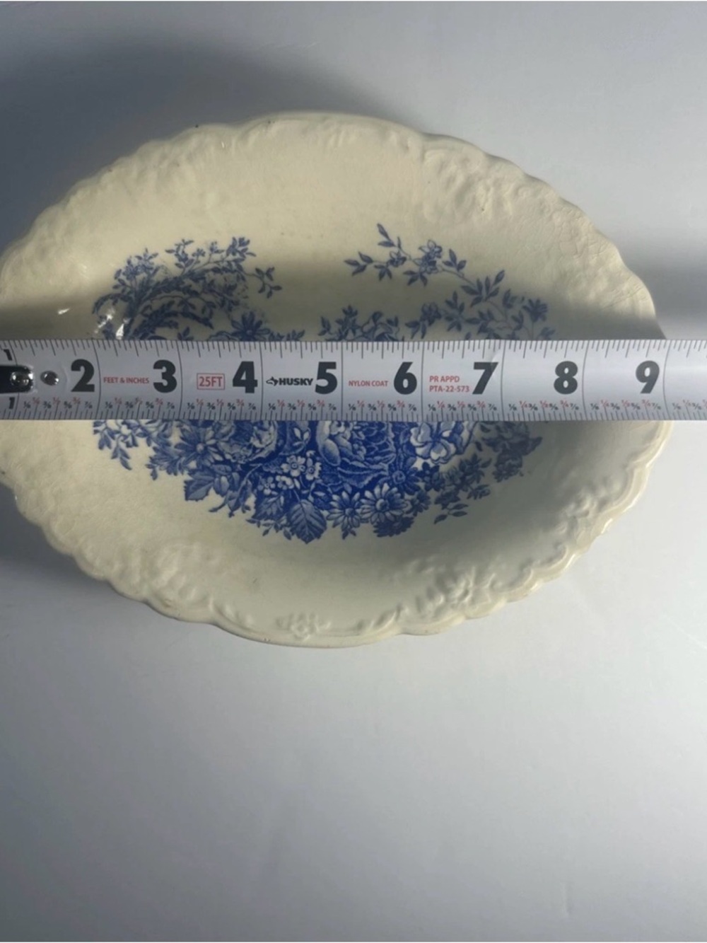 Blue Floral Transferware Oval Serving Bowl - Picture 6 of 7